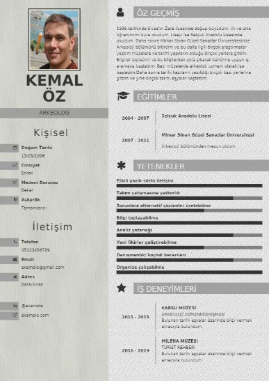 Arkeolog Örnek cv indir